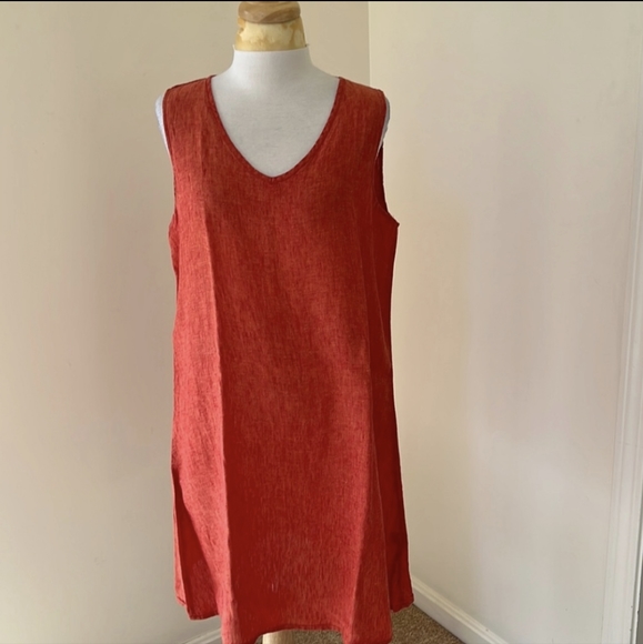 Flax Dresses & Skirts - Flax small rust sleeveless linen dress.